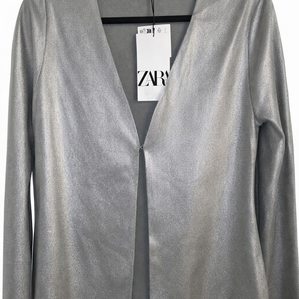 Zara Women's Shiny Silver Blazer